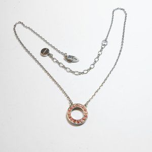 Givenchy Silver Tone w/ pink Crystals Necklace